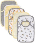 Burt's Bees Baby Bibs, Lap-Shoulder Drool Cloths, 100% Organic Cotton with Absorbent Terry Towel Backing